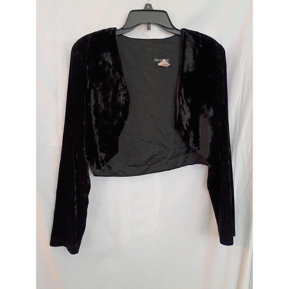 Dave & Johnny Velvet Bolero Jacket Black Romantic Goth Old Hollywood